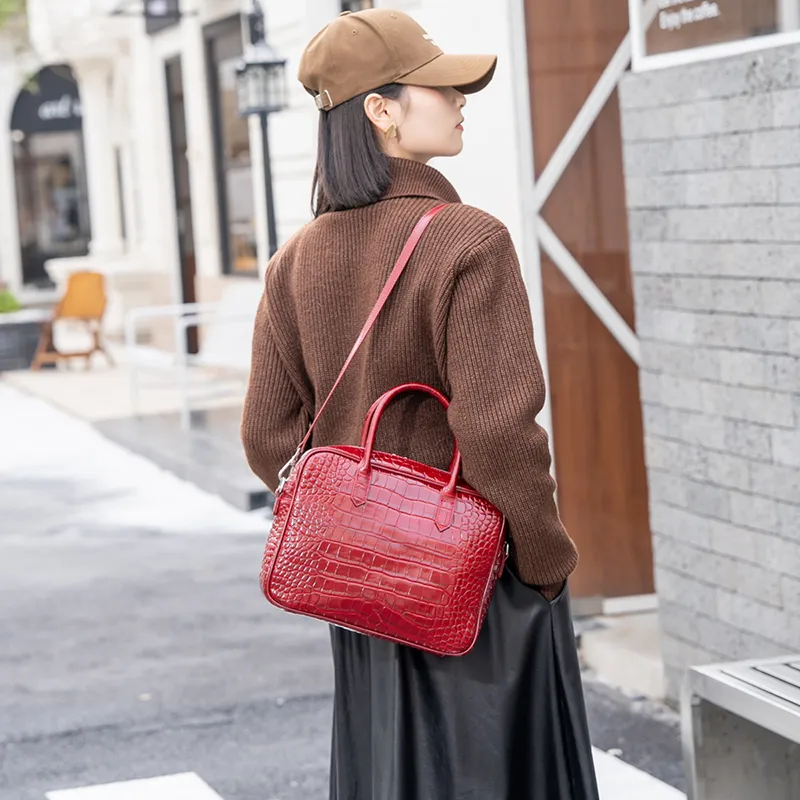 Old Man's Head Cow Leather Handbag Regular Women's Black/Red/Brown-18