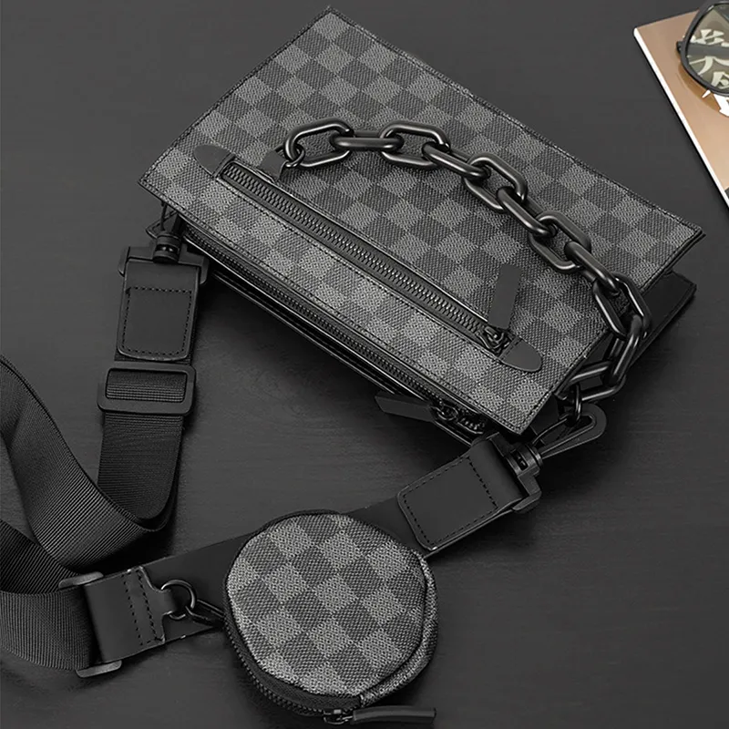 Old Man's Head Synthetic Leather Shoulder Bag, Crossbody Bag Men's Black-7