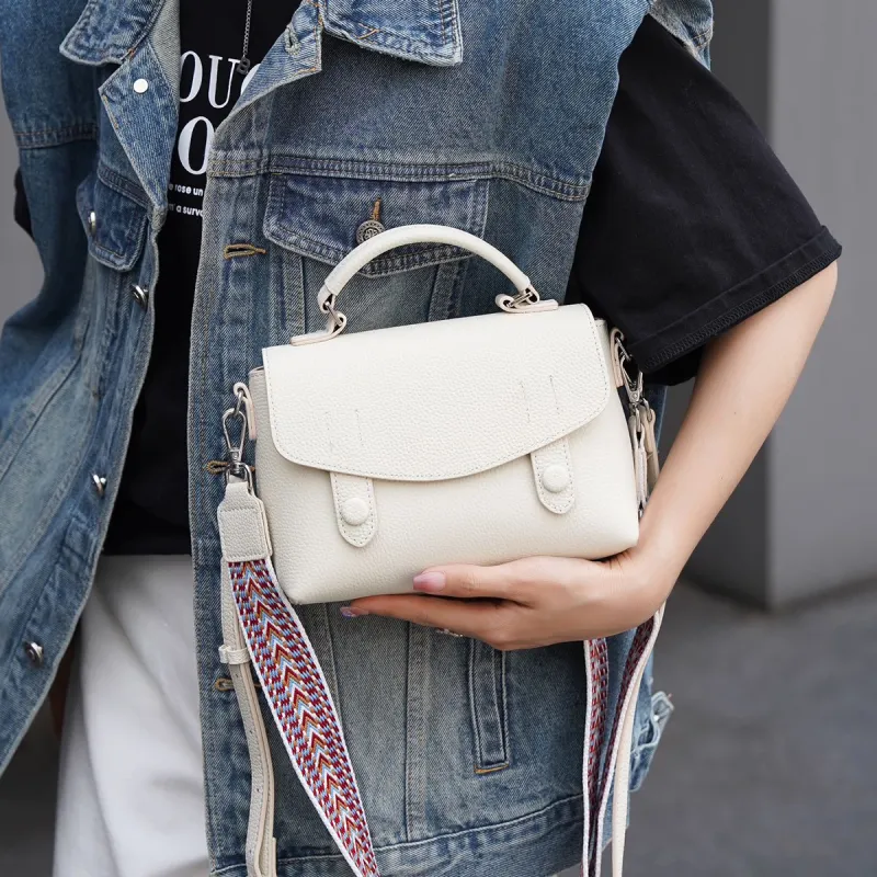 Old Man's Head Top Grain Cow Leather Handbag Regular Women's Multicolor-10