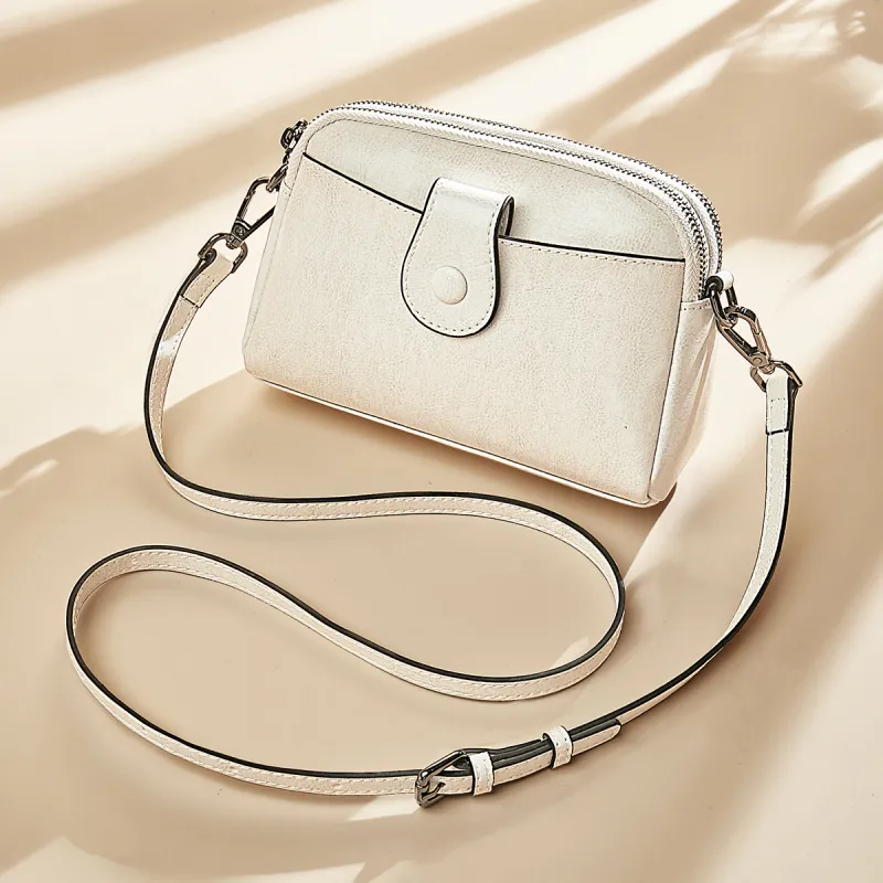 Old Man's Head Split Cow Leather Shoulder Bag, Crossbody Bag Regular Women's Black/White-11