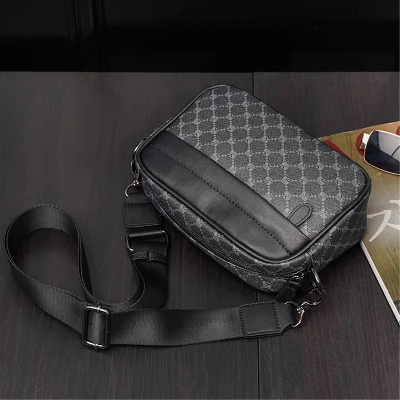 Old Man's Head Synthetic Leather Crossbody Bags Men's Black/Black Checkerboard/Black Pattern-15