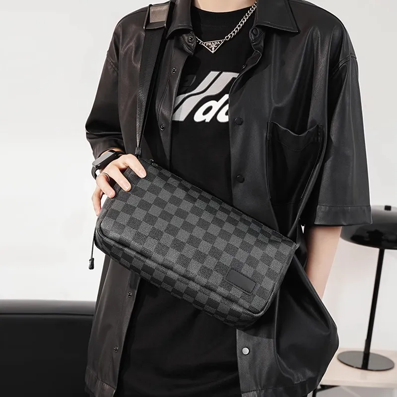 Old Man's Head Synthetic Leather Shoulder Bag Regular Men's Black-14