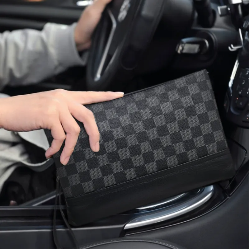 Old Man's Head Top Grain Cow Leather Clutch Regular Men's Black-4