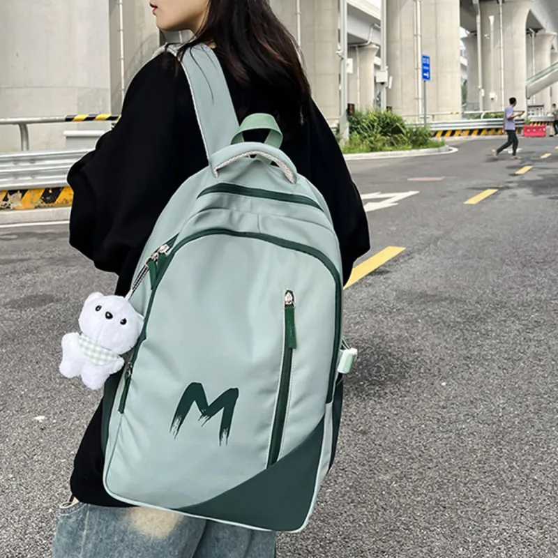 Old Man's Head Fabric Backpack Unisex Black/Green-8