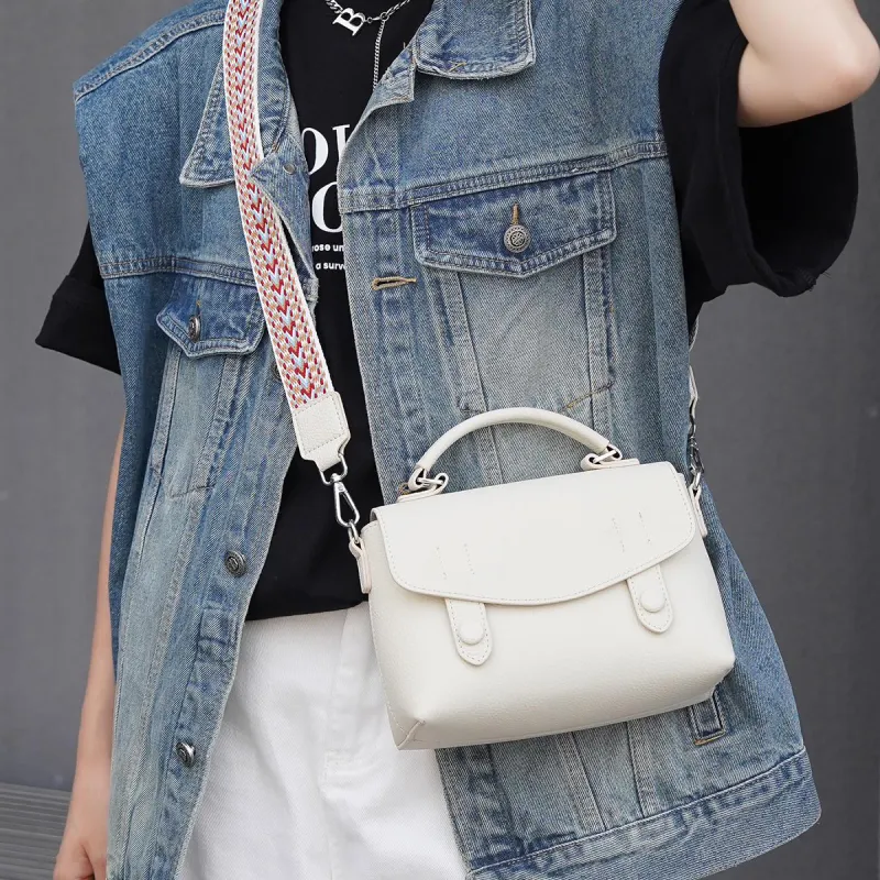Old Man's Head Top Grain Cow Leather Handbag Regular Women's Multicolor-9