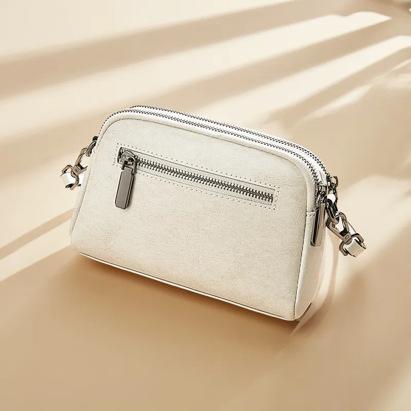 Old Man's Head Split Cow Leather Shoulder Bag, Crossbody Bag Regular Women's Black/White-13