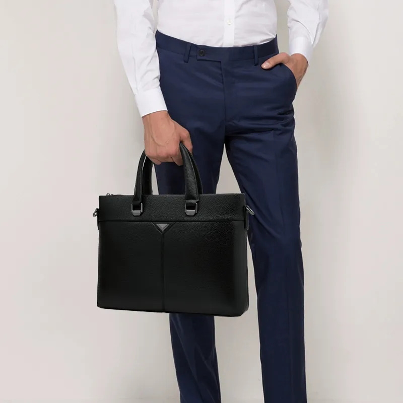 Old Man's Head Cow Leather Bonded Synthetic Leather Briefcases Regular Men's Black-5