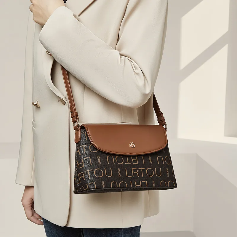 Old Man's Head Synthetic Leather Shoulder Bag Women's Coffee-5
