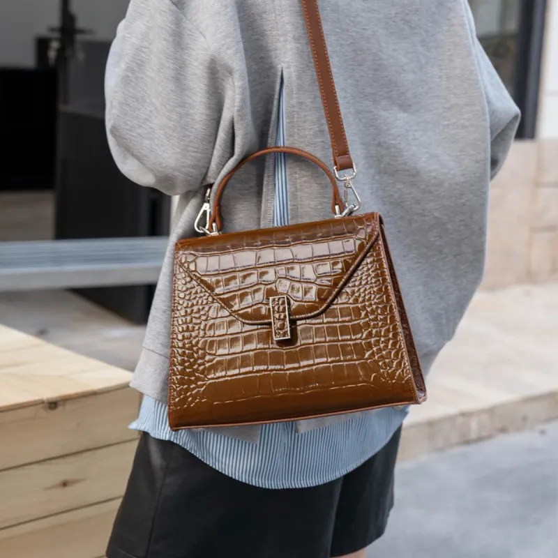 Old Man's Head Top Grain Cow Leather Crossbody Handbag Women's Multicolor-11