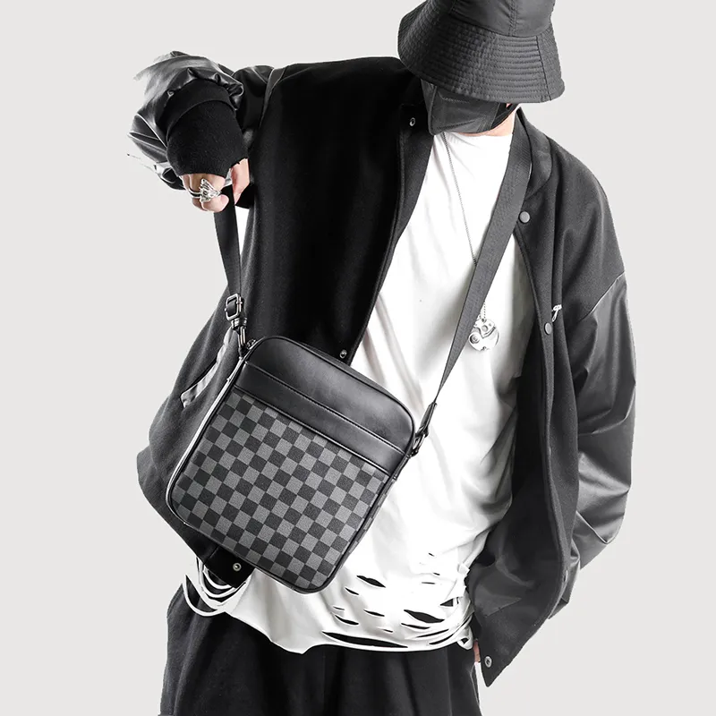 Old Man's Head Synthetic Leather Shoulder Bag, Crossbody Bag Men's Black-5