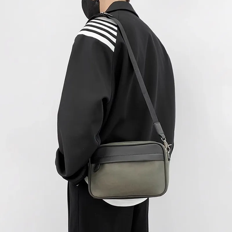 Old Man's Head Synthetic Leather Crossbody Bags Men's Black/Black Checkerboard/Black Pattern-23