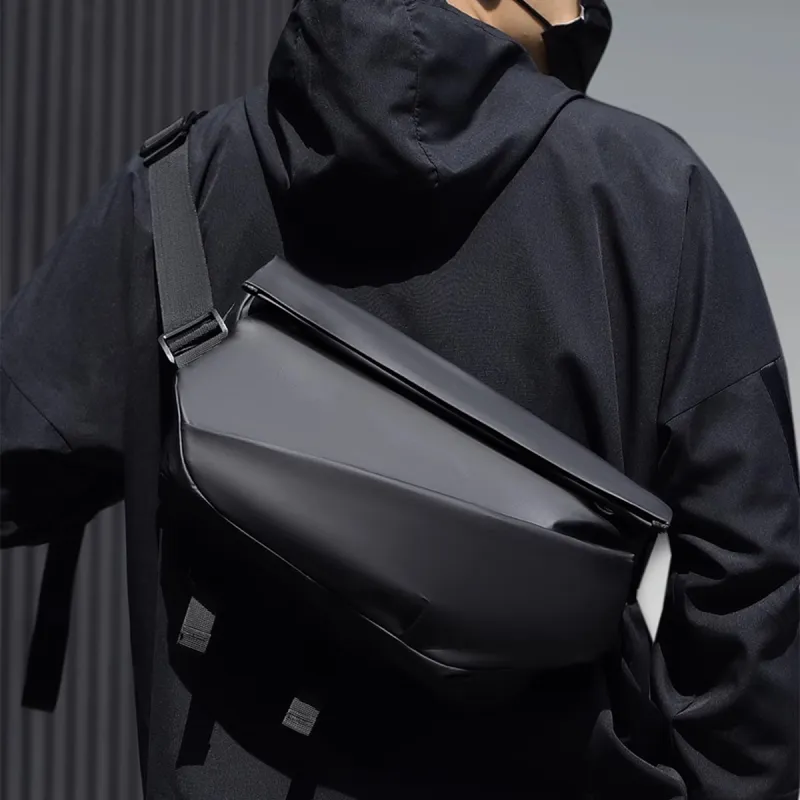 Old Man's Head Fabric Sling Bag Men's Black-1