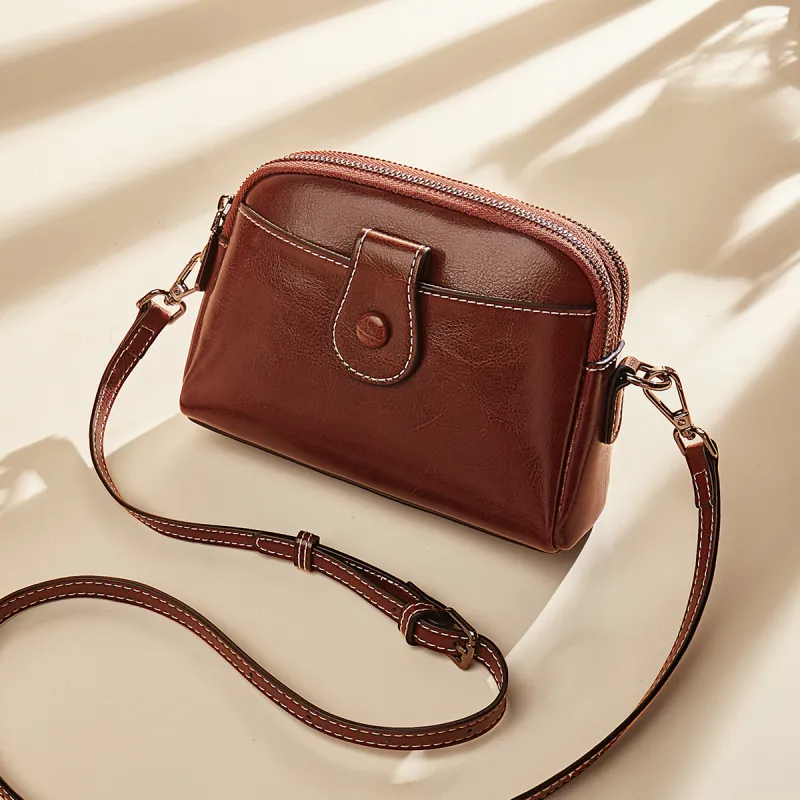 Old Man's Head Split Cow Leather Shoulder Bag, Crossbody Bag Regular Women's Black/White-18