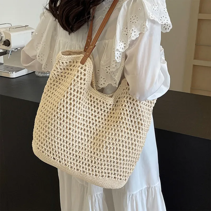 Old Man's Head Fabric Shoulder Bag Women's White/Apricot-2