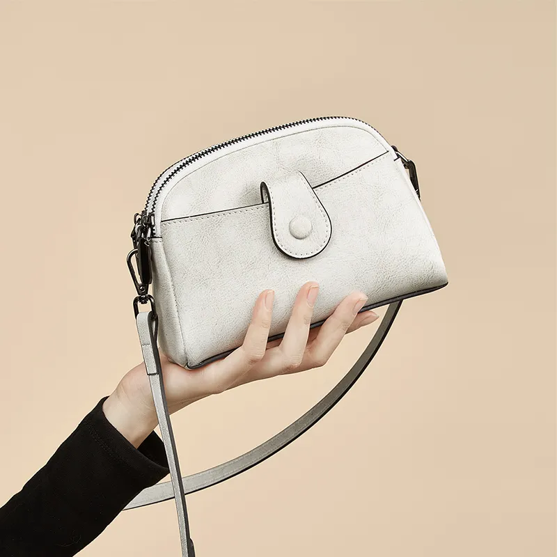 Old Man's Head Split Cow Leather Shoulder Bag, Crossbody Bag Regular Women's Black/White-8