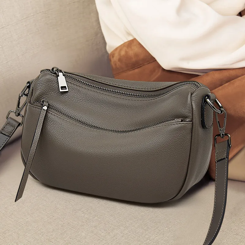 Old Man's Head Top Grain Cow Leather Shoulder Bag Women's Multicolor-5