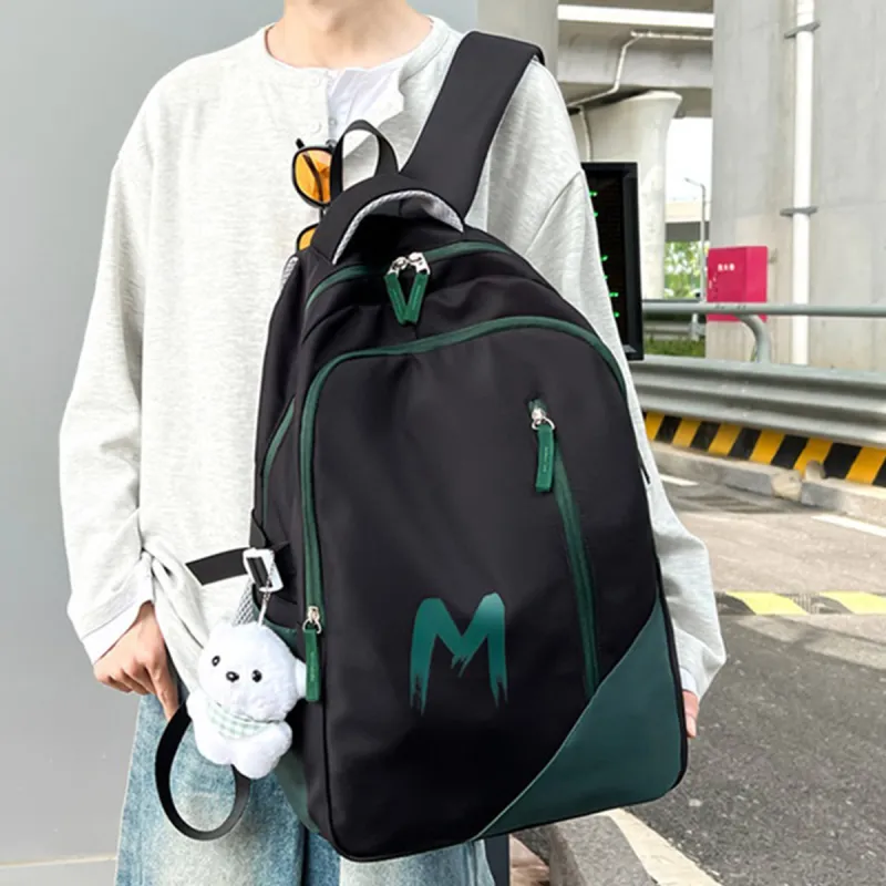 Old Man's Head Fabric Backpack Unisex Black/Green-2