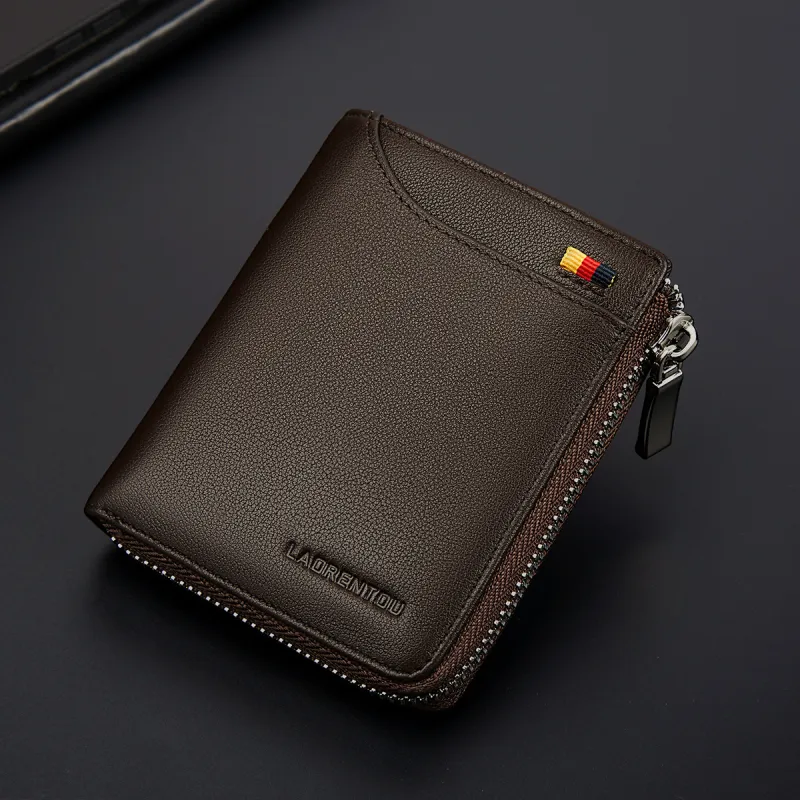 Old Man's Head Top Grain Cow Leather Wallet Regular Men's Black/Coffee-11