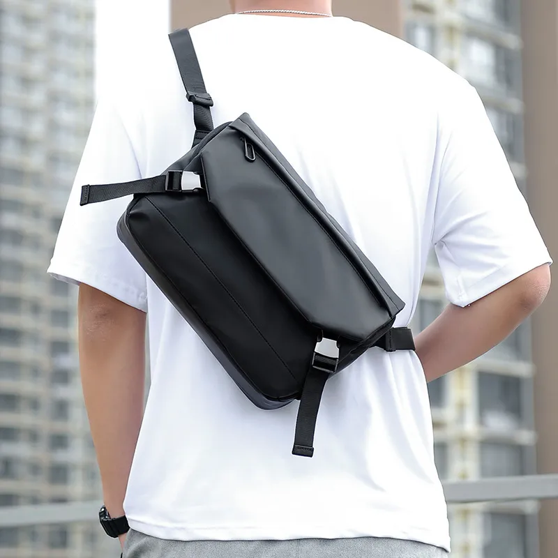 Old Man's Head Fabric Crossbody Bag, Shoulder Bag Men's Black-2