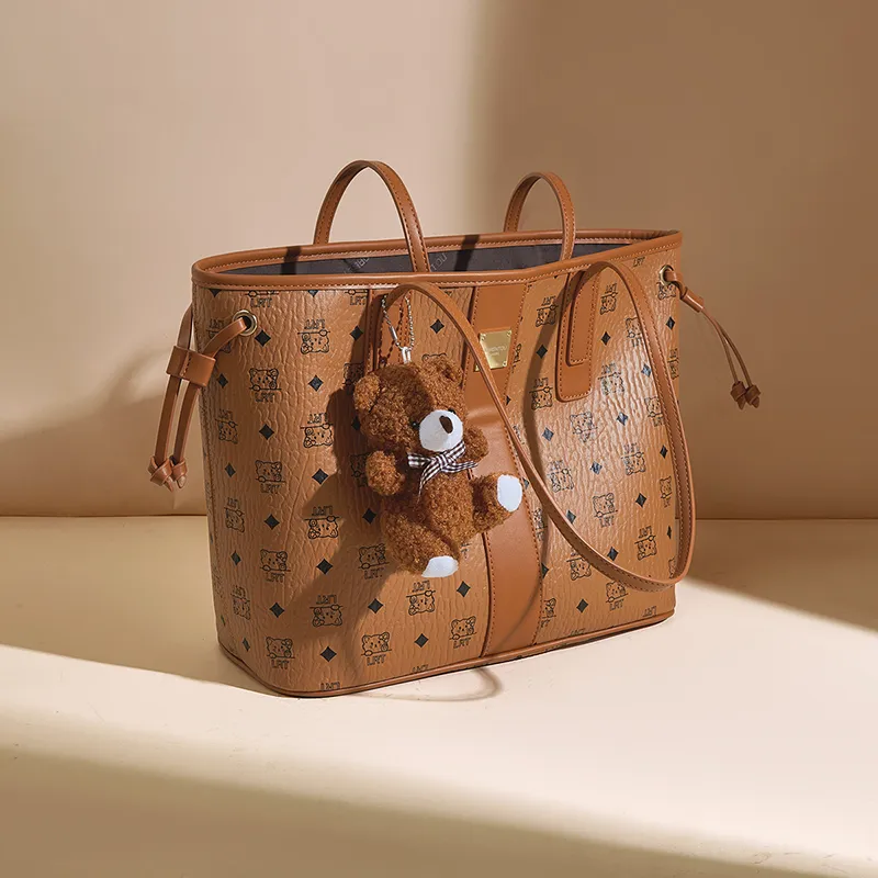 Old Man's Head Synthetic Leather Combo Bag, Shoulder Bag Women's Brown/Pink-8