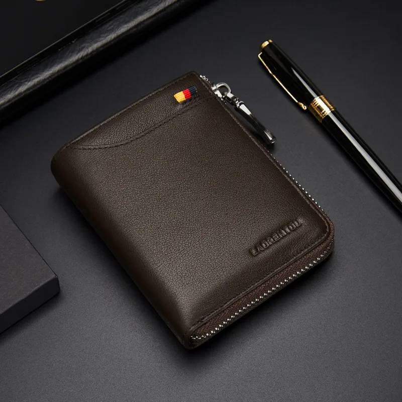 Old Man's Head Top Grain Cow Leather Wallet Regular Men's Black/Coffee-8