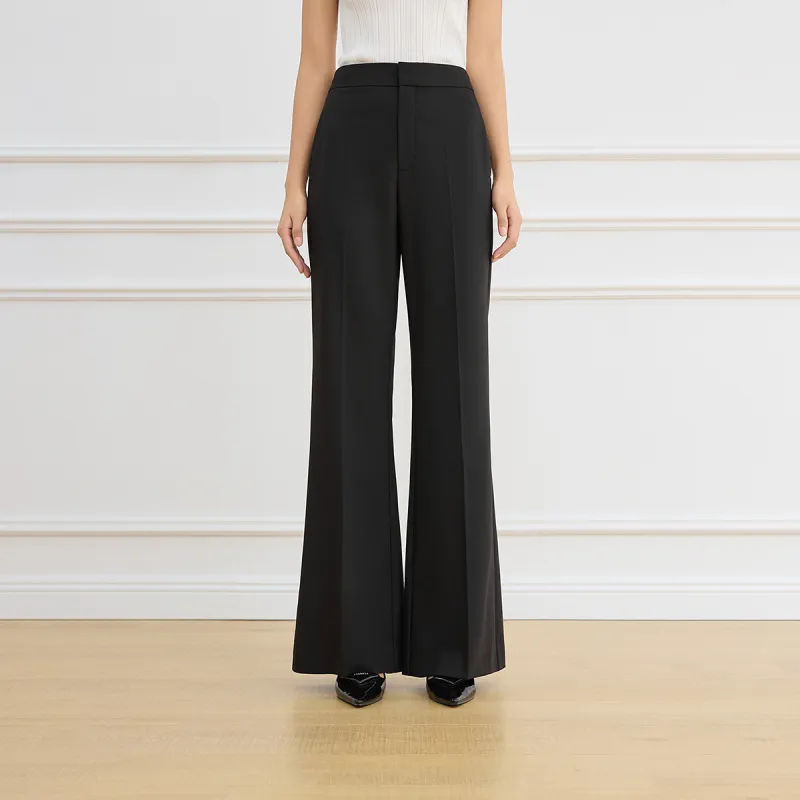 FANSILANEN Mid Rise Creased Casual Pants Women's Black-2