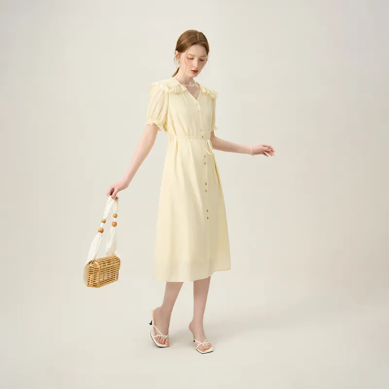 FANSILANEN Short Sleeved Dress Women's Chardonnay Yellow-5