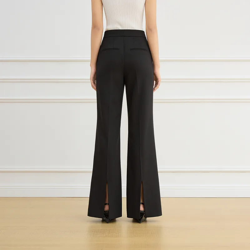 FANSILANEN Mid Rise Creased Casual Pants Women's Black-3