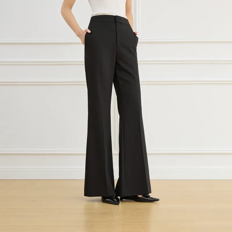 FANSILANEN Mid Rise Creased Casual Pants Women's Black-1
