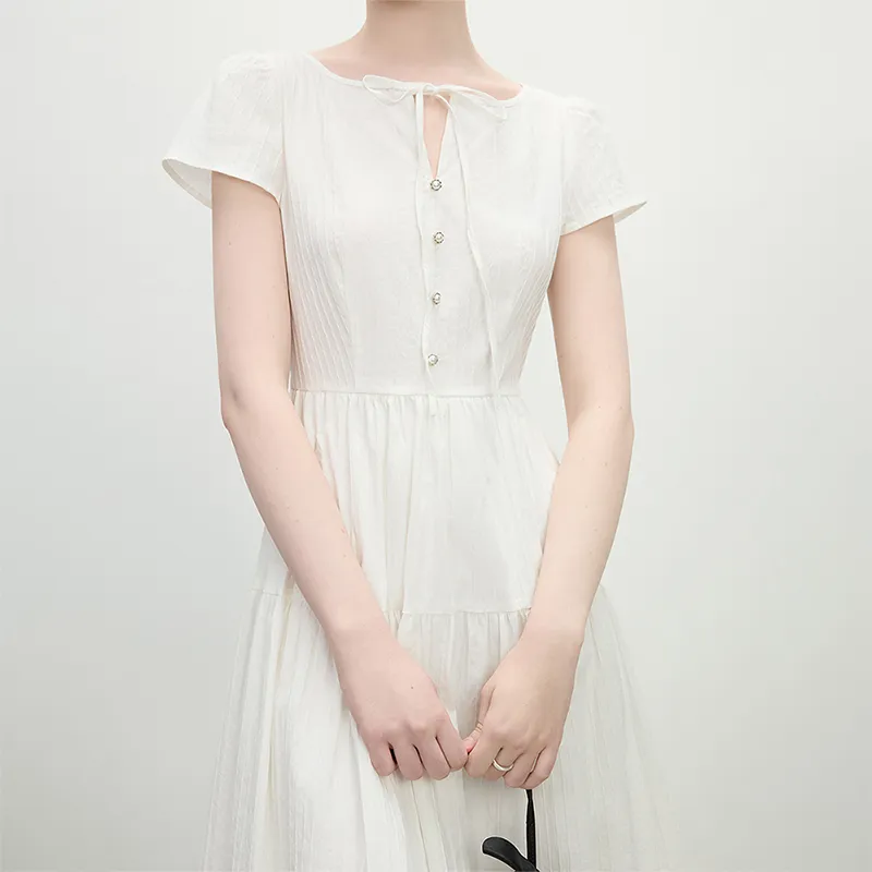 FANSILANEN Short Sleeved Dress Women's White-1