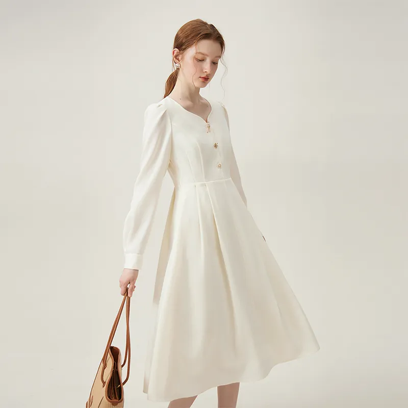 FANSILANEN Long Sleeved Dresses Women's Milk White-2