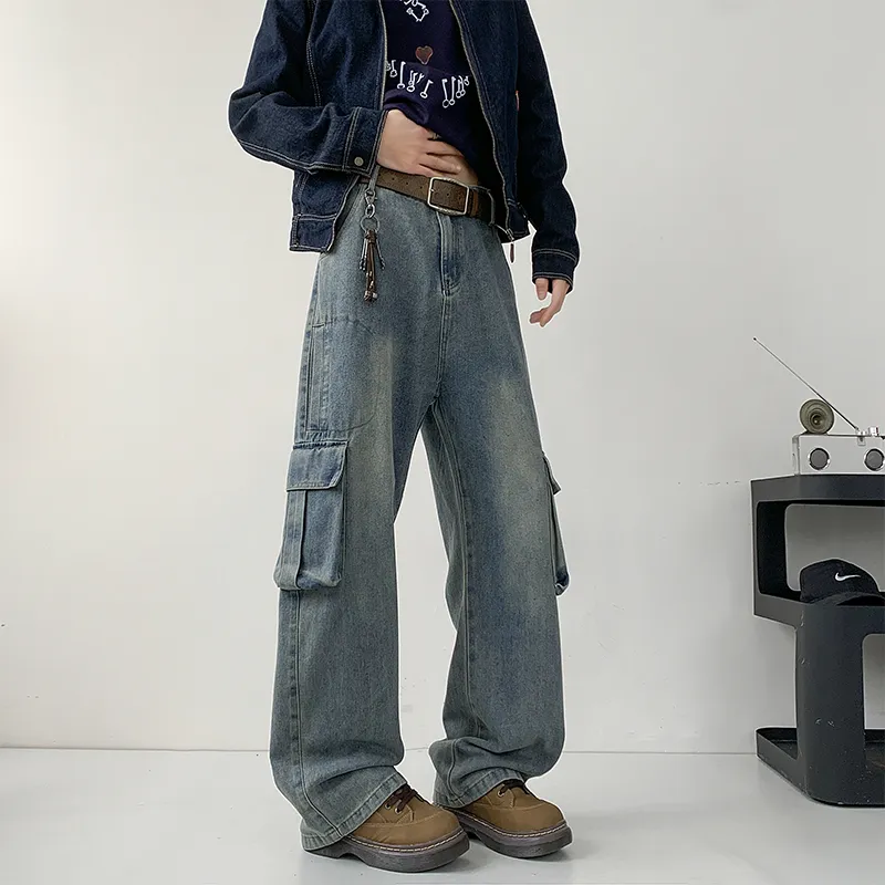 MIIOW Trend Party Series Jeans Unisex Vintage Blue-3