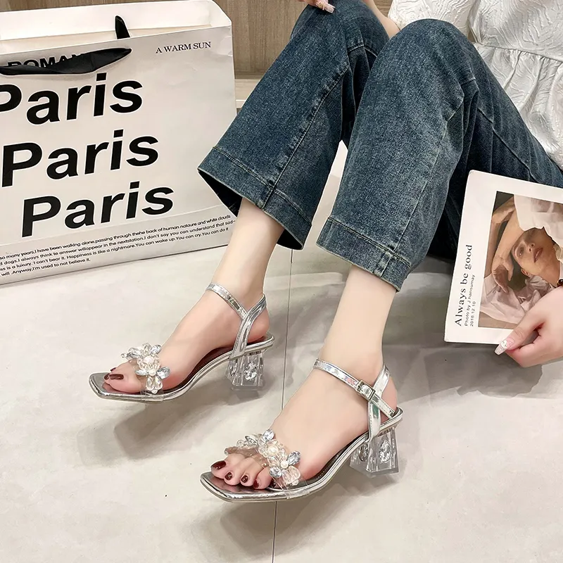 AJPAP One Strap Sandals Women's Silver-6