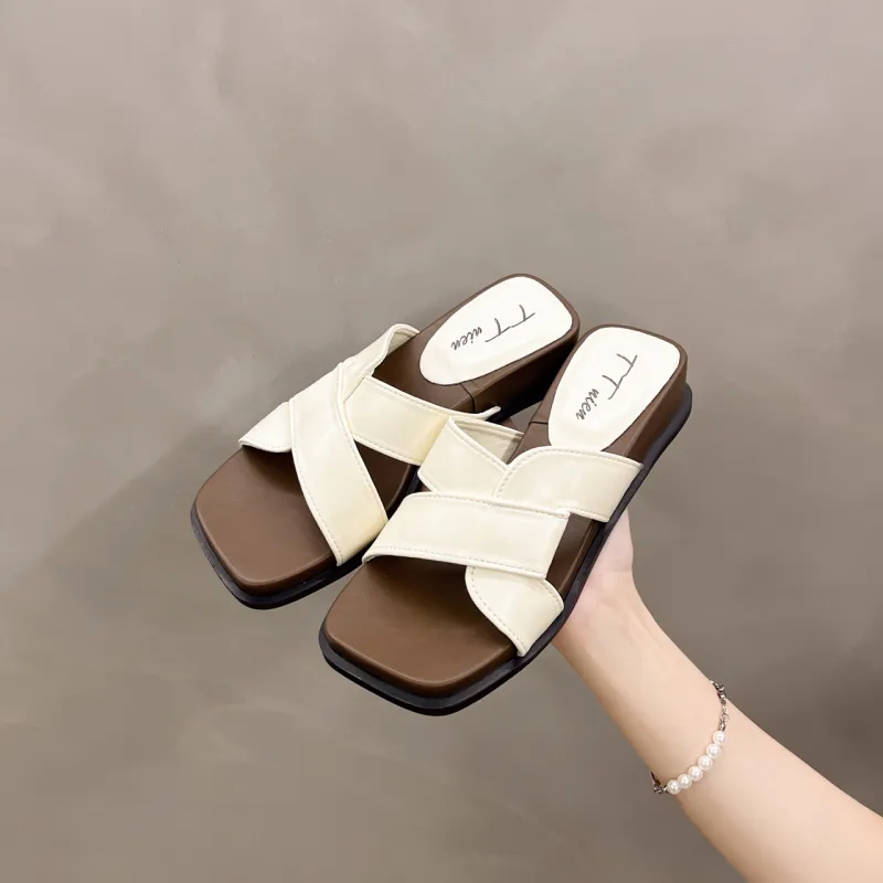 AJPAP Rubber Sole Woven Slide Slippers Women's-5