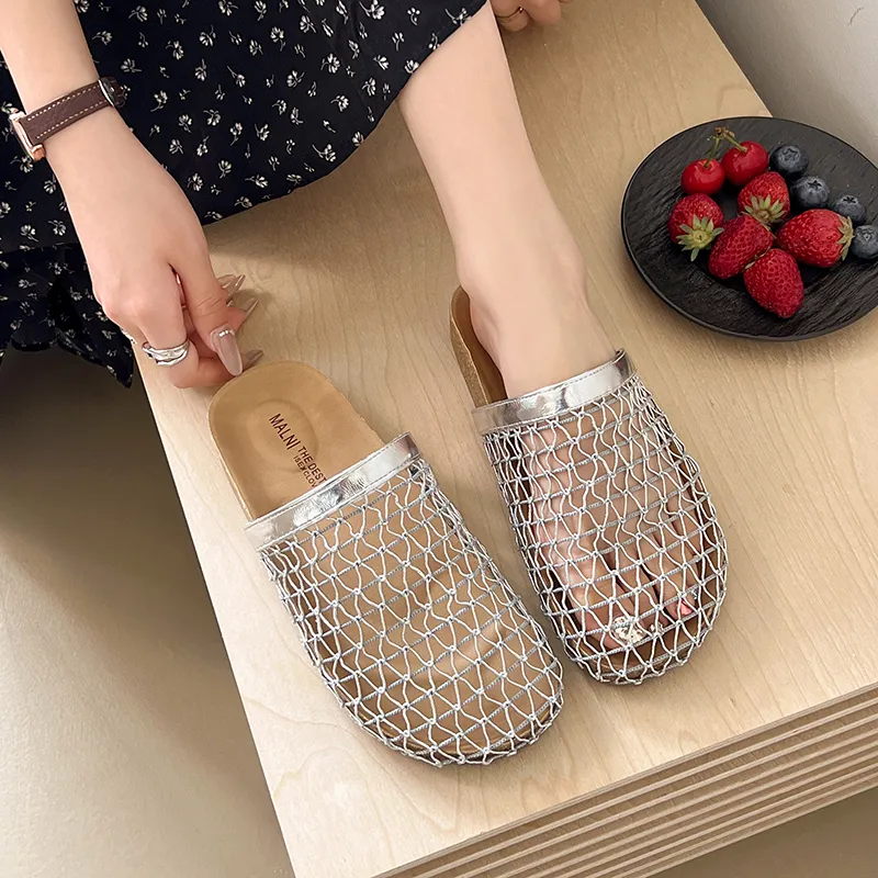 AJPAP Rubber Sole Woven Closed Toe Slippers Women's-10