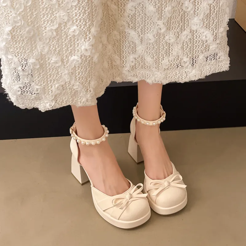 AJPAP Chunky Heel High Heels Women's-5