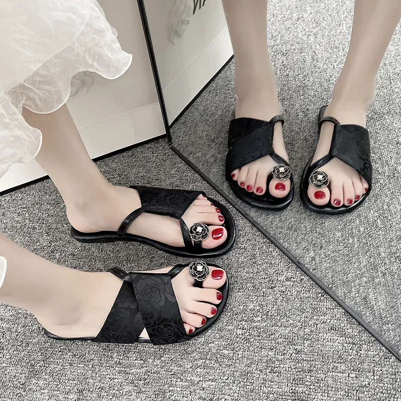AJPAP Rubber Sole Quiet Abrasion Resistant Slip Resistant Flip Flops Women's-3