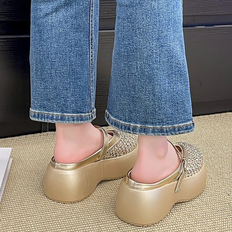 AJPAP Rubber Sole Cut Out Closed Toe Slippers Women's-7