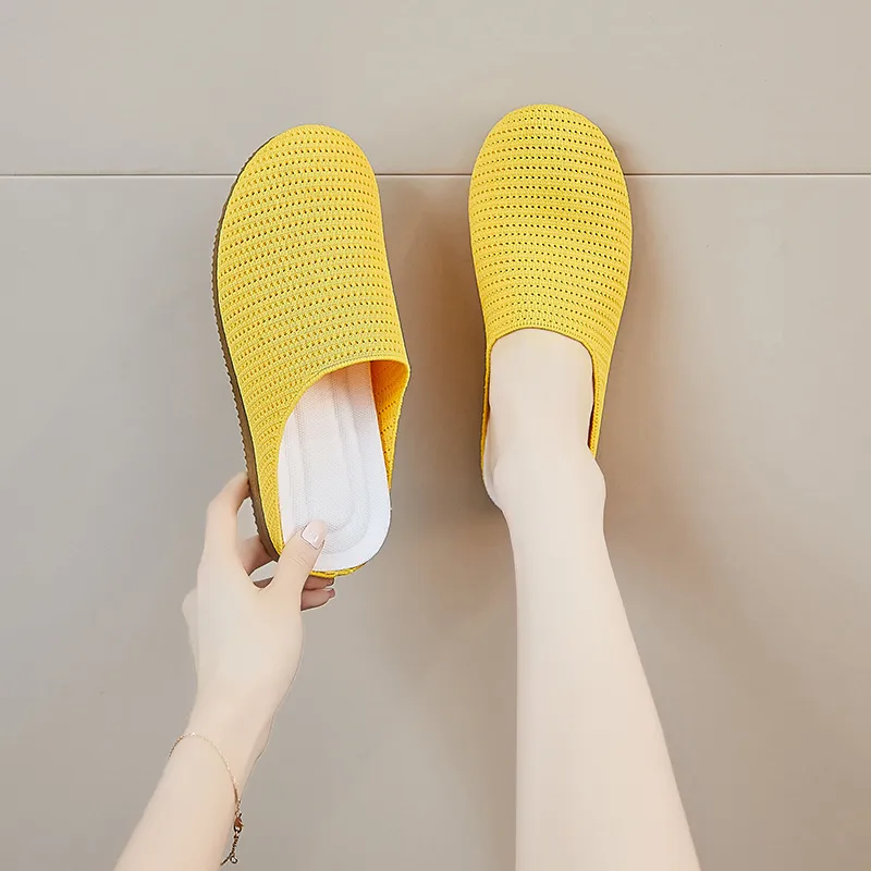 AJPAP Rubber Sole Woven Closed Toe Slippers Women's-13