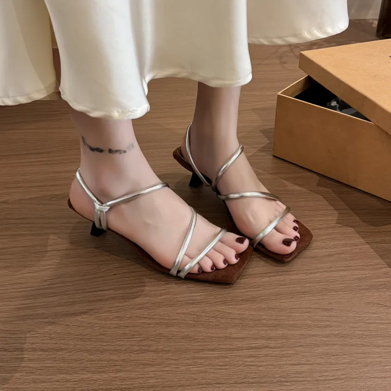 AJPAP One Strap Sandals Women's Silver-4