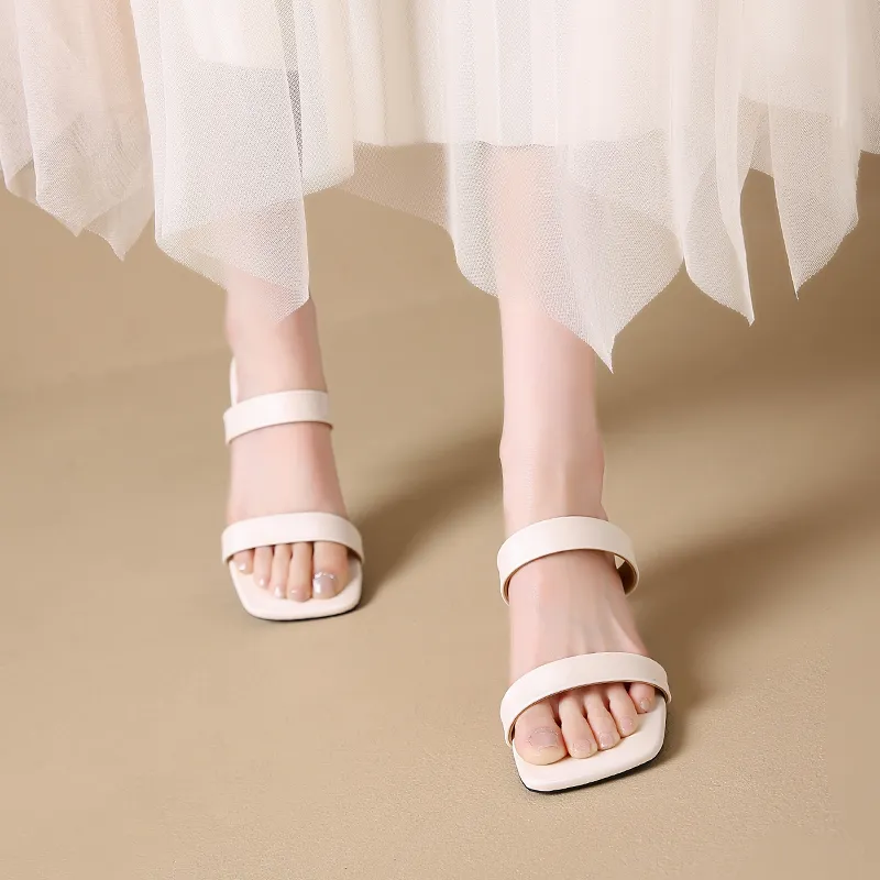 AJPAP Slide Slippers Women's Black Ecru Rose Gold-7