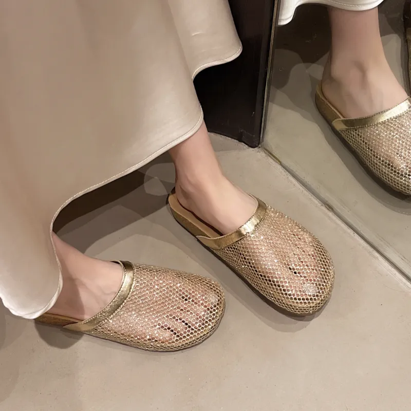 AJPAP Rubber Sole Cut Out Abrasion Resistant Closed Toe Slippers Women's-11