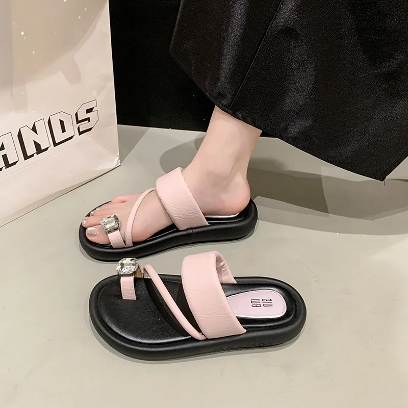 AJPAP Rubber Sole Rhinestone Slide Slippers Women's-1