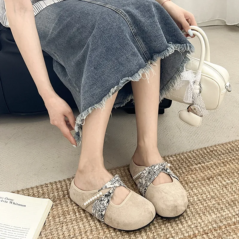 AJPAP Rubber Sole Abrasion Resistant Slip Resistant Closed Toe Slippers Women's-15