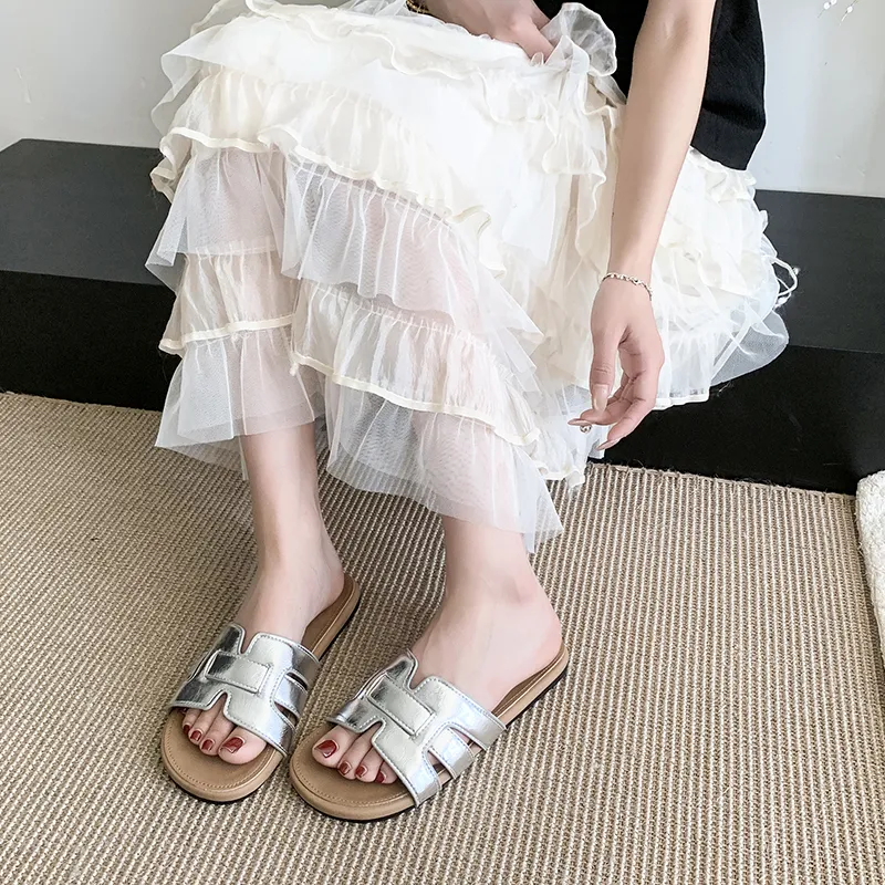 AJPAP Rubber Sole Slip Resistant Odor Resistant Abrasion Resistant Slide Slippers Women's-2
