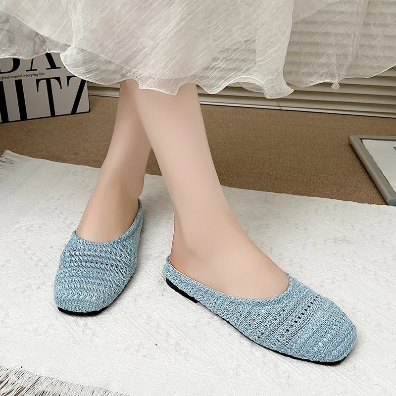 AJPAP Rubber Sole Woven Closed Toe Slippers Women's-18
