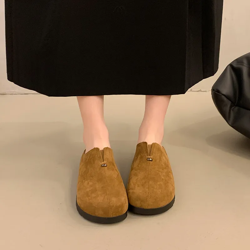 AJPAP Rubber Sole Leather Patchwork Closed Toe Slippers Women's-15