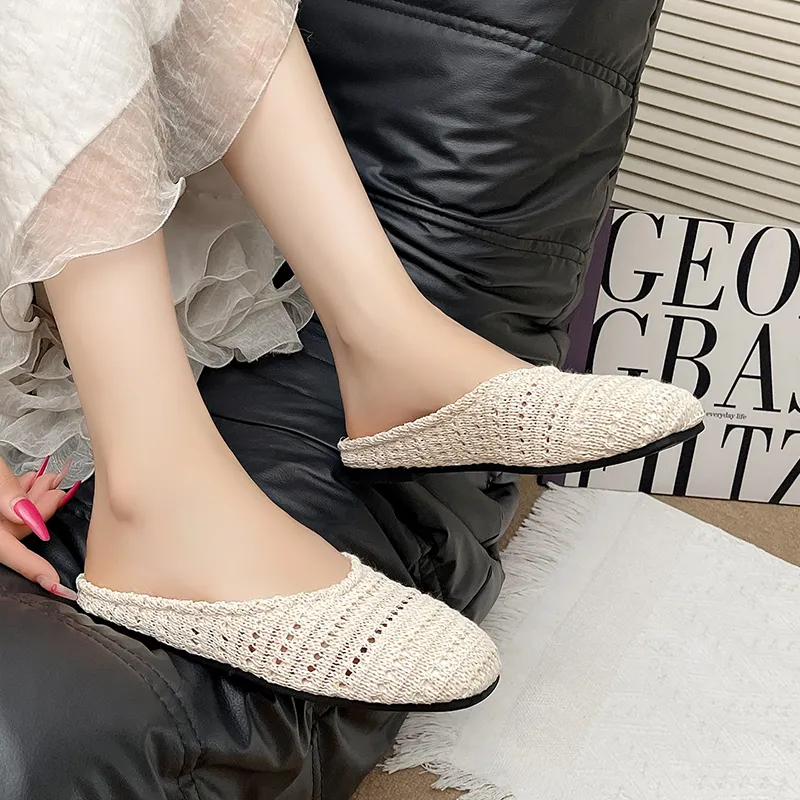 AJPAP Rubber Sole Woven Closed Toe Slippers Women's-8