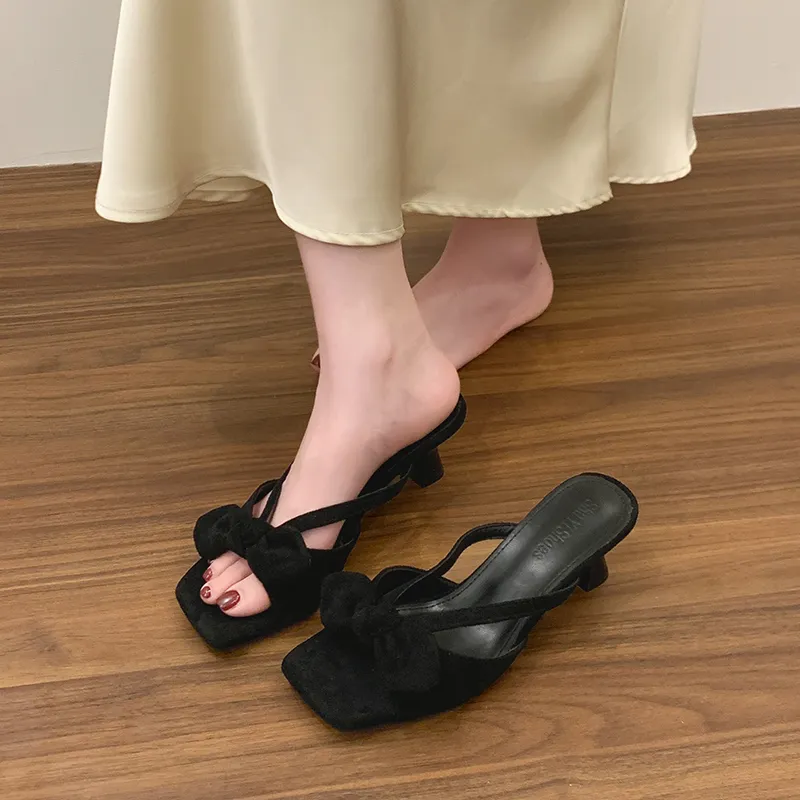 AJPAP Leather Patchwork Slide Slippers Women's-3