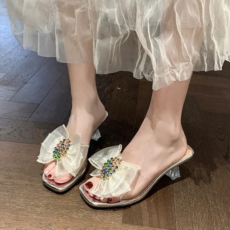 AJPAP Rubber Sole Embroidery Sequins Rhinestone Slide Slippers Women's-17